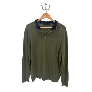 Club Room Men's 1/4 Zip Pullover Sweater Olive Green Italian-Spun Yarn